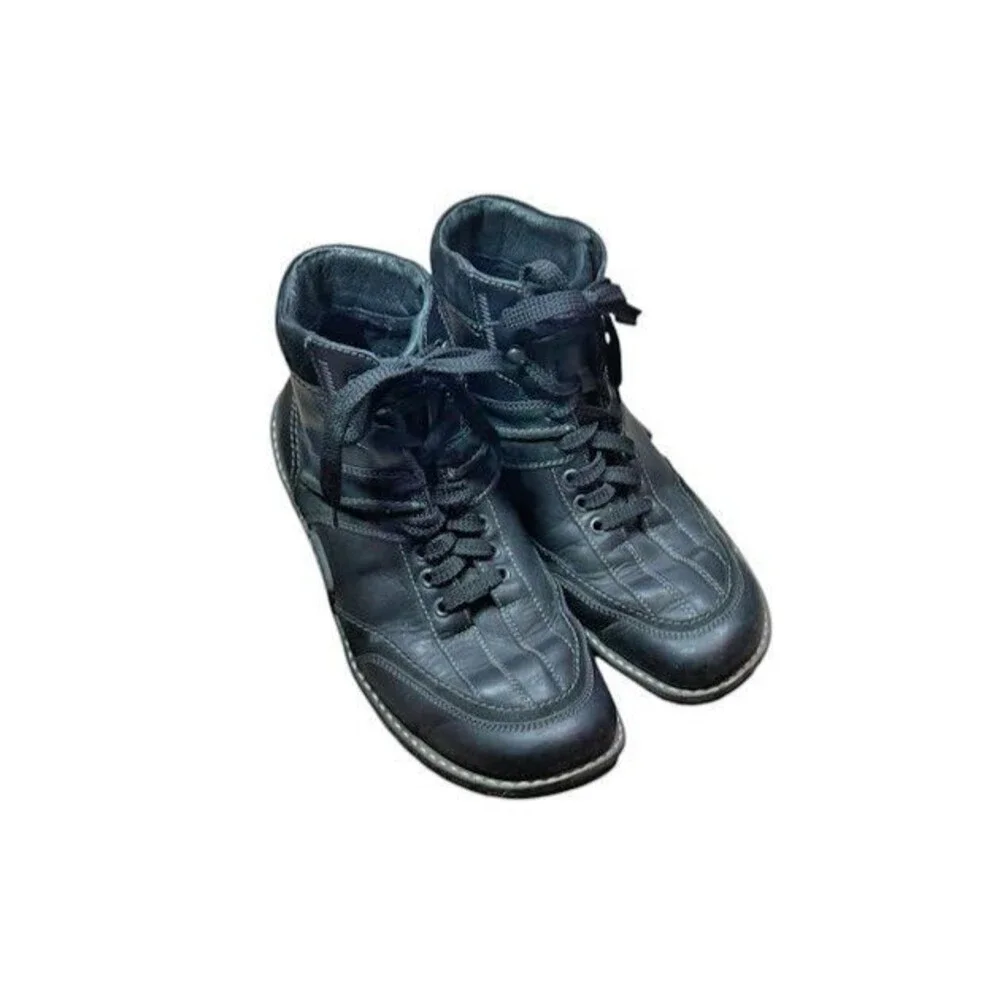 Josef Seibel Mens Size 41 EU 8 US Womens 10.5 Black Leather Lace Up Ankle Boots